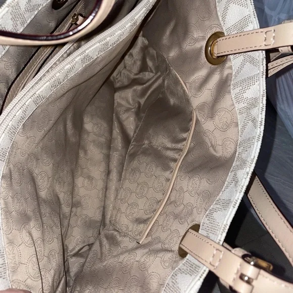 Michael Kors Beige Monogram Tote - Picture 3 of 5